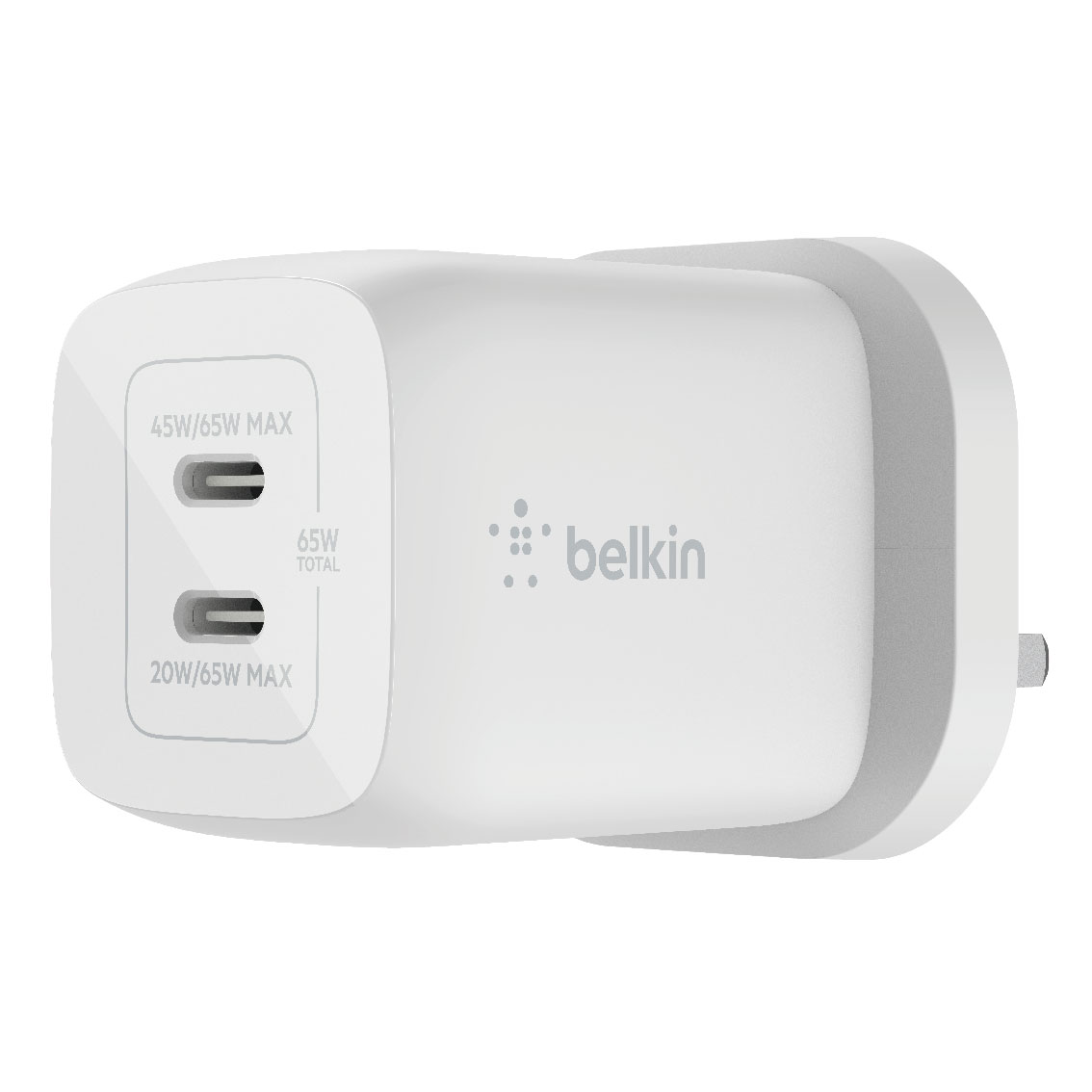 Belkin BOOST↑CHARGE PRO 雙 USB-C® GaN PPS 65W 快速家用充電器 (WCH013MYWH) 原裝行貨